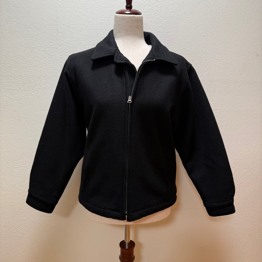 Old Navy Wool Black Zip Up 3/4 Sleeve Jacket‎ Size 10
